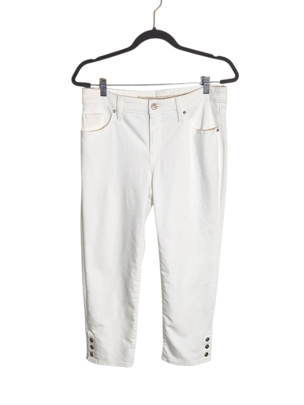 Chico's White Slim Leg Girlfriend Capri Jeans Size 6 Petite